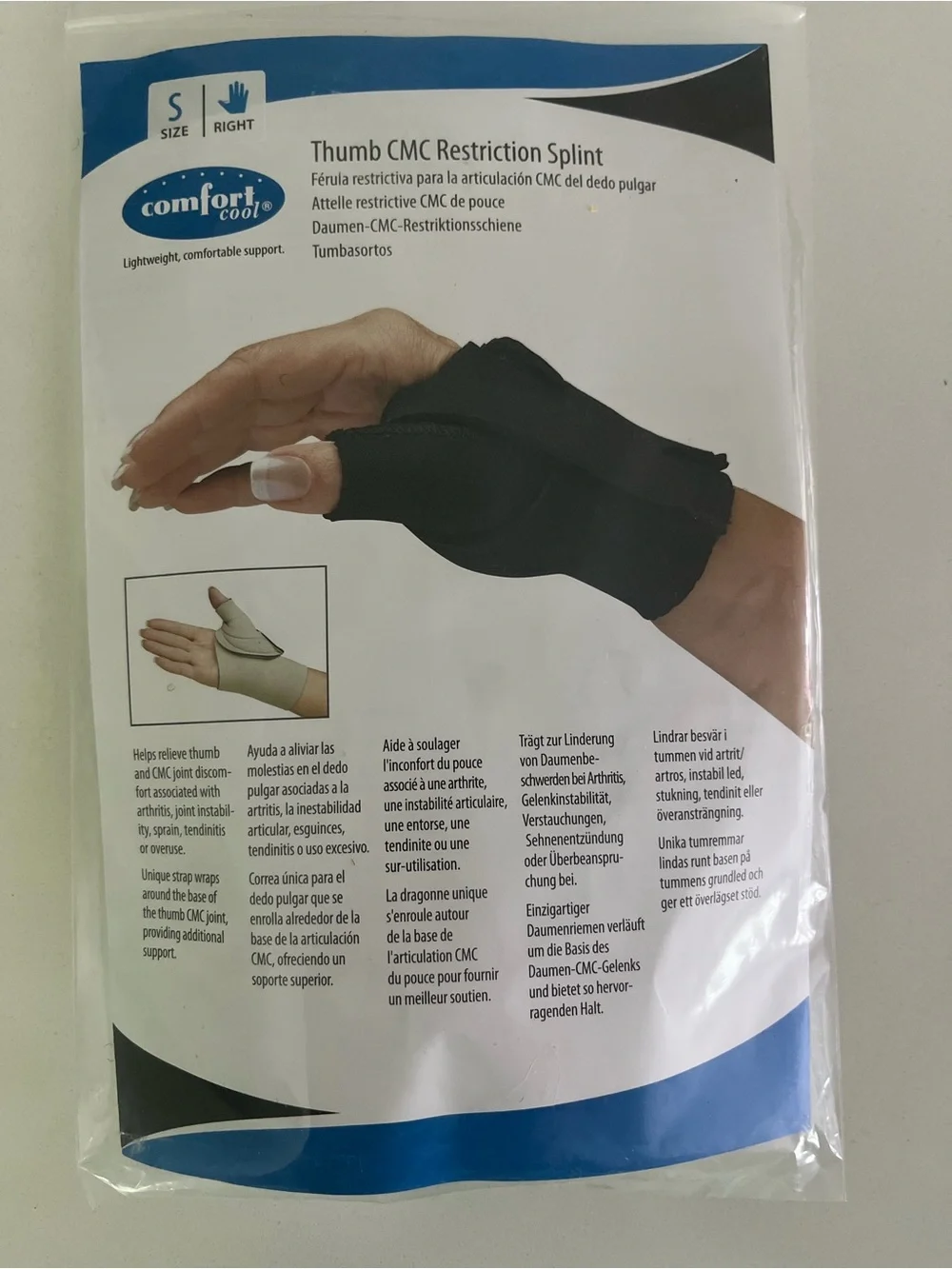 Black Thumb CMC Restriction Splint - Small Right